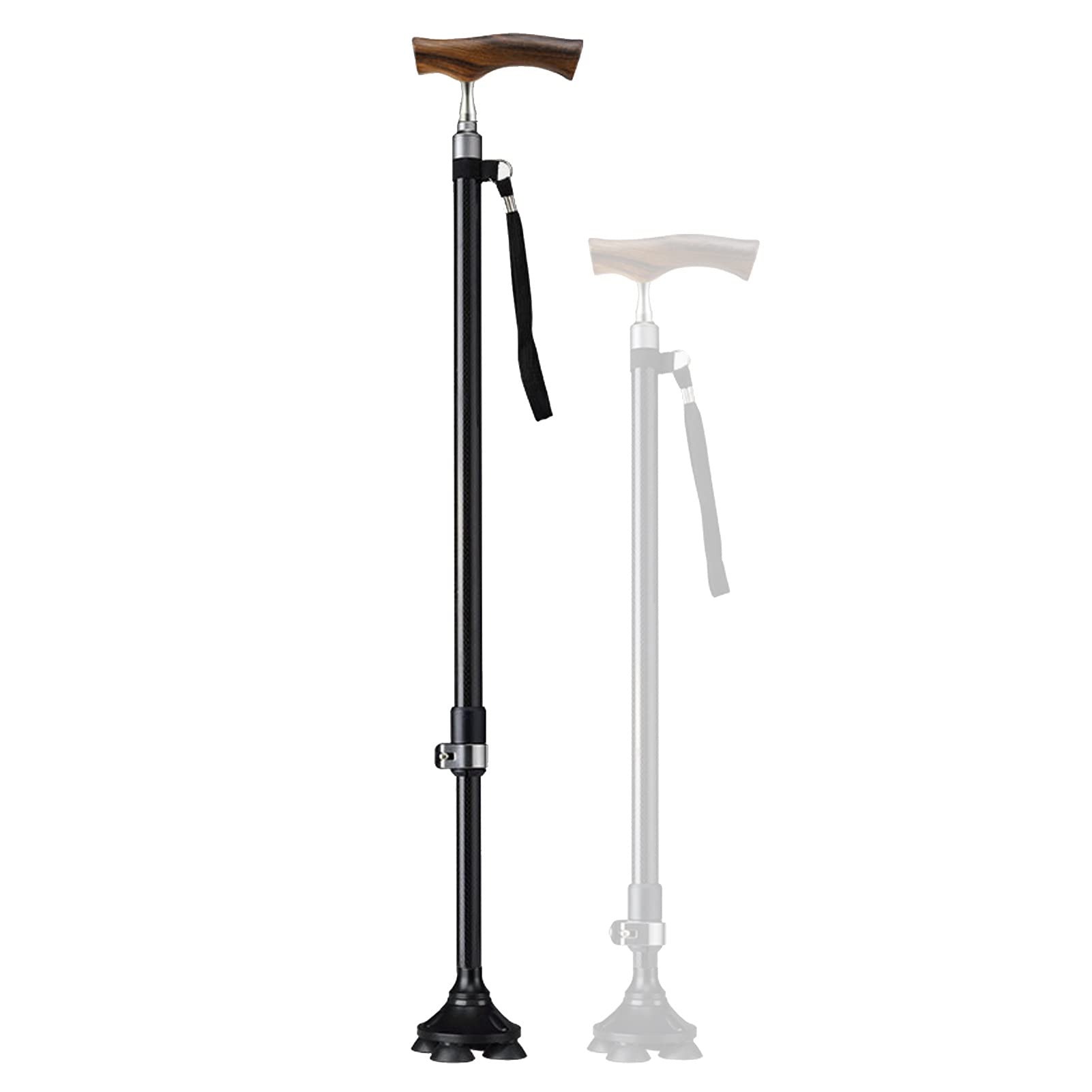 Bastón para Personas Mayores, Bastón Ajustable para Hombres Y Mujeres, Bastón de Fibra de Carbono, Bastón Autónomo con Base Cuádruple, para Artritis discapacitados Y Ancianos