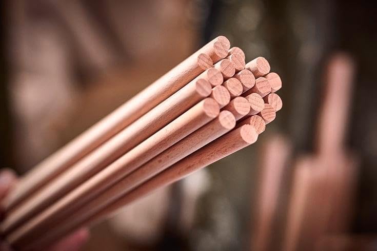 Image of BLOOMAX 6mm Diameter x 24-Inch Length Hardwood Dowel Rods | 20 PCS Premium Straight Round Wooden Sticks for DIY Crafts, Macrame Work & School Projects