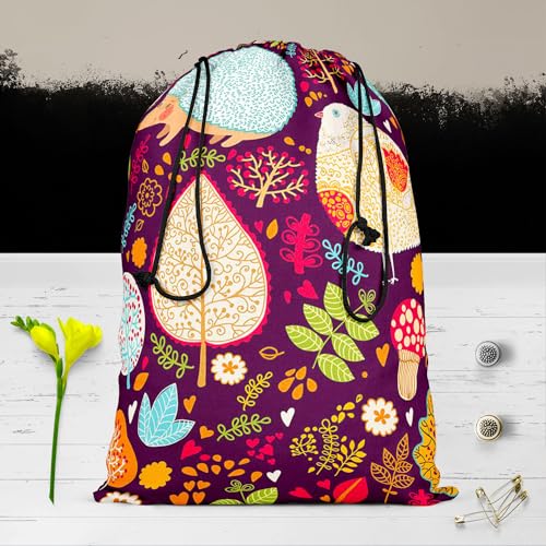 Image of ArtzFolio Crew Cut Leaves D2 | Reusable Sack Bag | Bag for Gym, Storage, Vegetable & Travel