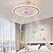 Plafonnier LED Ventilateurs De Plafond Éclairage Avec 56W Creative Invisible Fan Can Ultra-Silencieux Dimmable Télécommande Timing Lampe Moderne De Salon Bébé Chambre Pendentif Φ50* H18cm,Violet