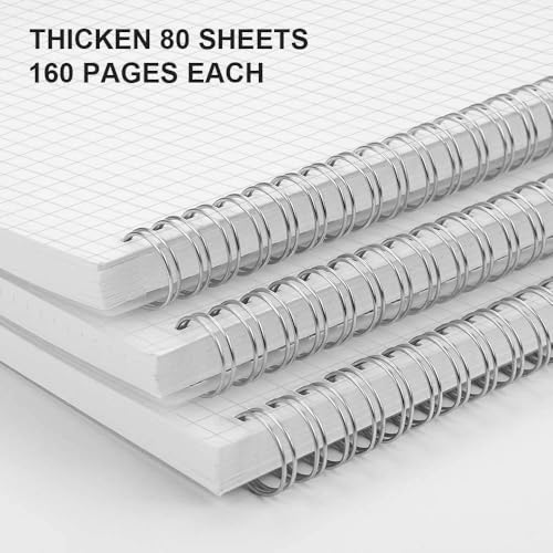 Image of amazon basics Graph Paper Notebook | A5 Graph Grid Spiral Notebooks | 480 Pages, 100 GSM | 5.5 inch x 8.3 inch | Durable | Acid-Free | Set of 3