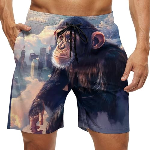 New York City-chimpanzee Mens Swim Trunks Quick Dry Board Shorts Beach Swimwear Bathing Suits