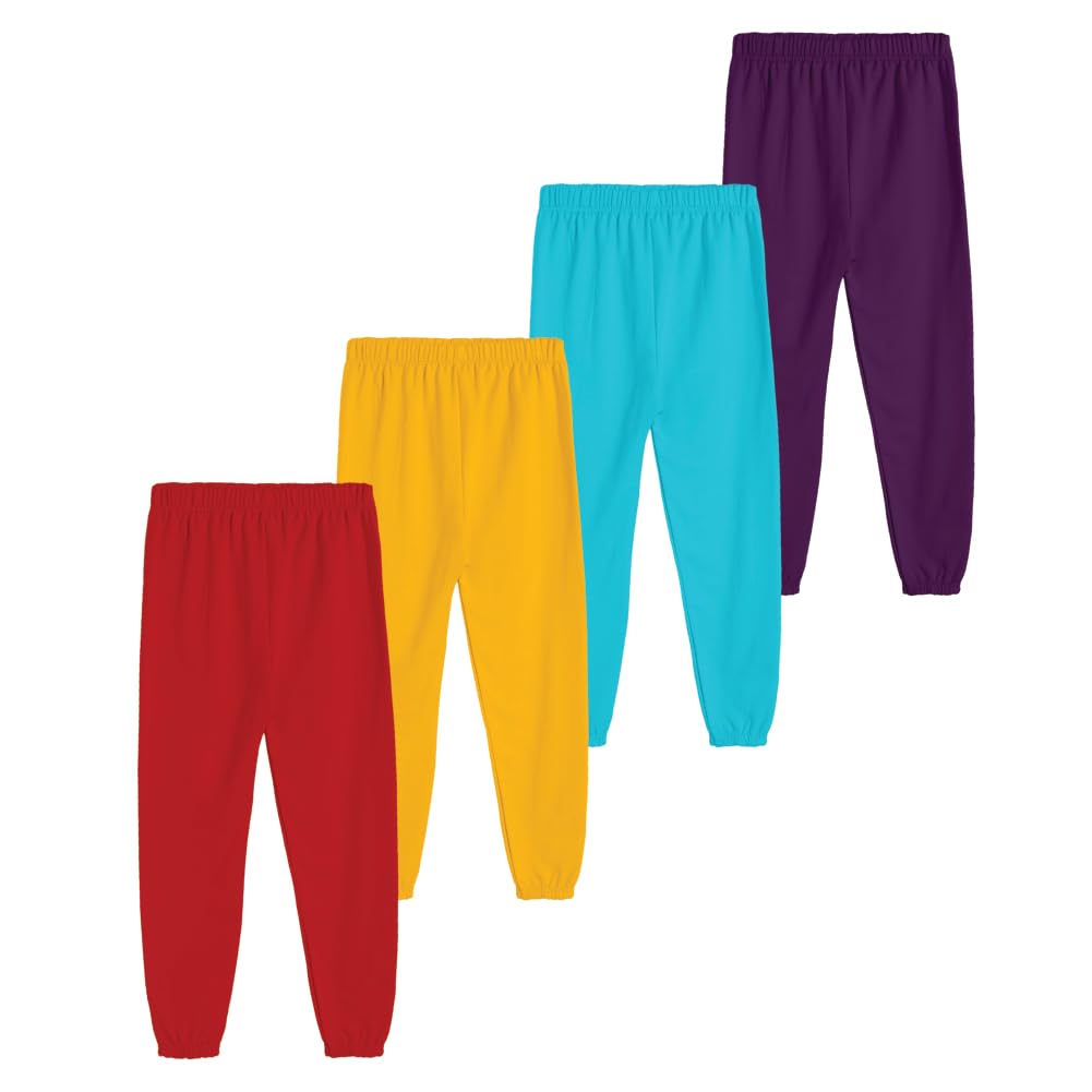 KYDA KIDS® Trainingshose für Mädchen, 100 % reine Baumwolle, bedruckt, lockere Passform, Premium-Sommer, Freizeitkleidung mit elastischem Bund, täglicher Komfort, 4 Stück