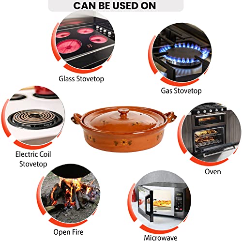 Ancient Cookware, Mexican Clay Flat Cazuela Pot, Medium, 4 Quarts #TOP5