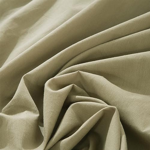 Image of EMME Cotton Duvet Cover Twin 2-Piece Set Soft Bedding Collection Twin XL Comforter Cover with Pillow Sham Solid Color Button Closure & Corner Ties (Brown, Twin /Twin XL)
