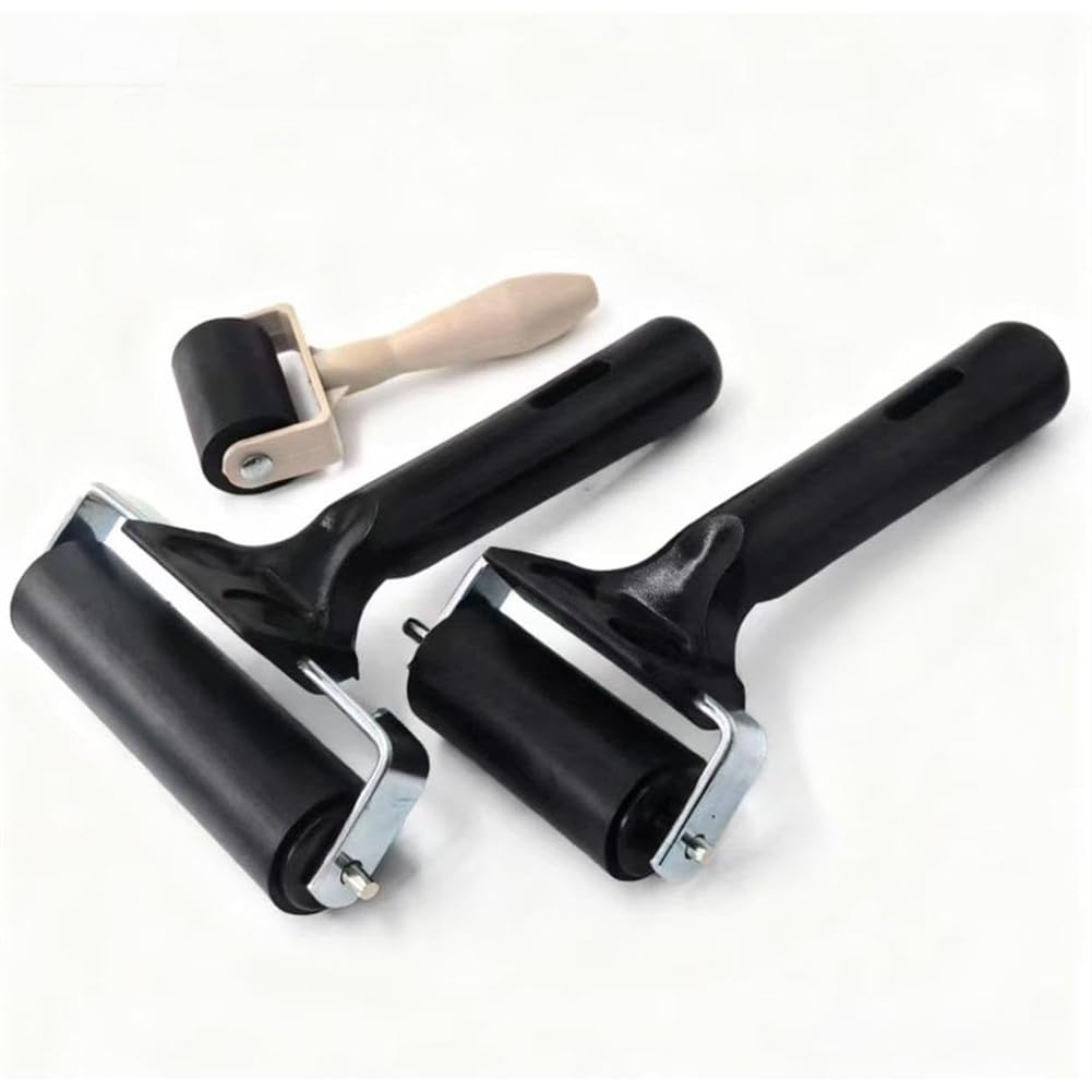 UDSKNV[KSL Ink Stamping Tools, for Printmaking, Wallpaper, Art Craft& Construction- Hard Rubber Brayer Rollers(1.4/2.4/4 Inch) in 3-Pack