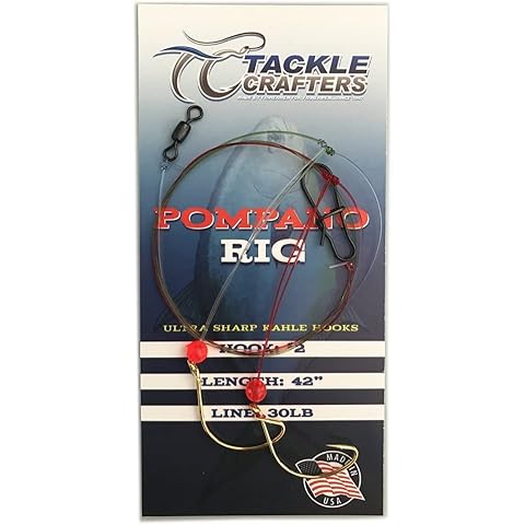 Tackle Crafters Pompano Rigs for Surf Fishing, Whiting Rigs - Pack of 6 Pompano Bait, Surf Fishing Rigs - Double Hooks Pompano Rig for Saltwater Cover