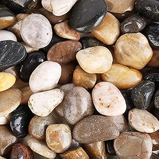 Aleker River Rock Stones, 2.2lb Decorative Polished Pebbles for Plants, Natural Smooth Mixed Color Pebbles Aquarium Gravel, Vase Fillers, Outdoor Decorative Stones and DIY River Rocks (1.1" - 1.6")