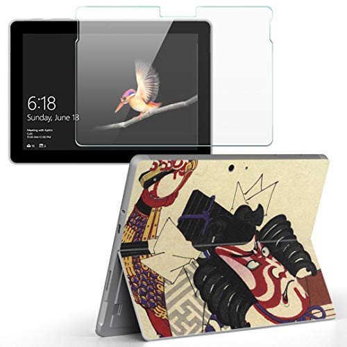 igsticker Surface Go/Surface Go 2 専用スキンシール ガラスフィルム セット 液晶保護 フィルム ステッカー アクセサリー 保護 011482 和風 和柄 歌舞伎