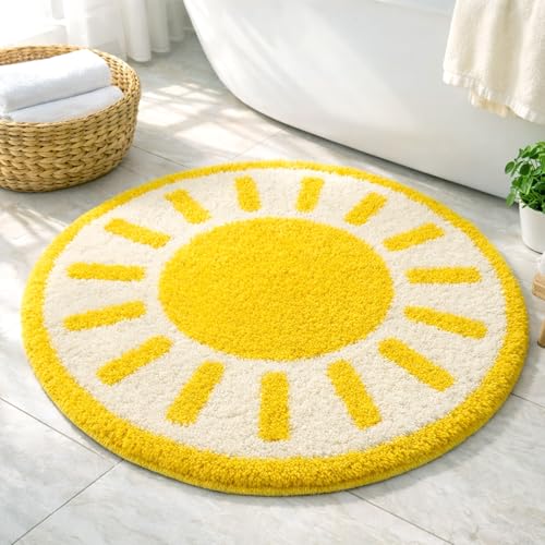 Cute Sun Shape Yellow Bath Mat