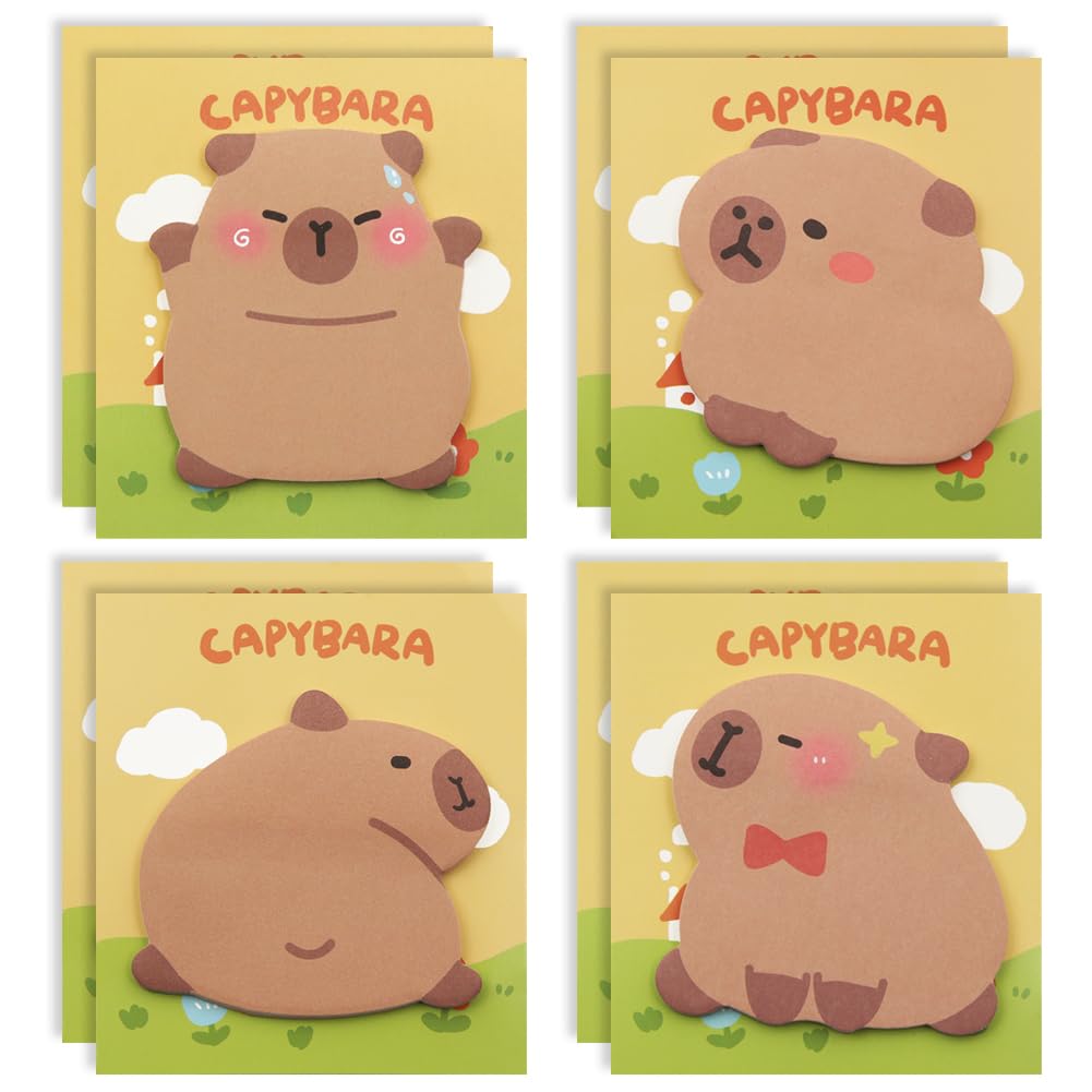 240Pcs Capybara Sticky Notes, Kawaii Shy Little Capybara Sticky Tabs, Self-Stick Pads, Cute Memo Notes