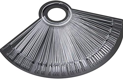 MOIBASE 50 Pcs Clear Fan-shaped False Tips Transparent Fan-shaped Nail Art Tips Display Polish Board Display Practice Sticks Tool with Metal Screw Split Ring SW-A001