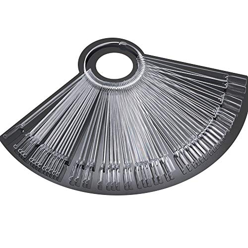 Moibase 50 Pcs Clear Fan-Shaped False Tips Transparent Fan-Shaped Nail Art Tips Display Polish Board Display Practice Sticks Tool With Metal Screw Split Ring Sw-A001 #TOP20