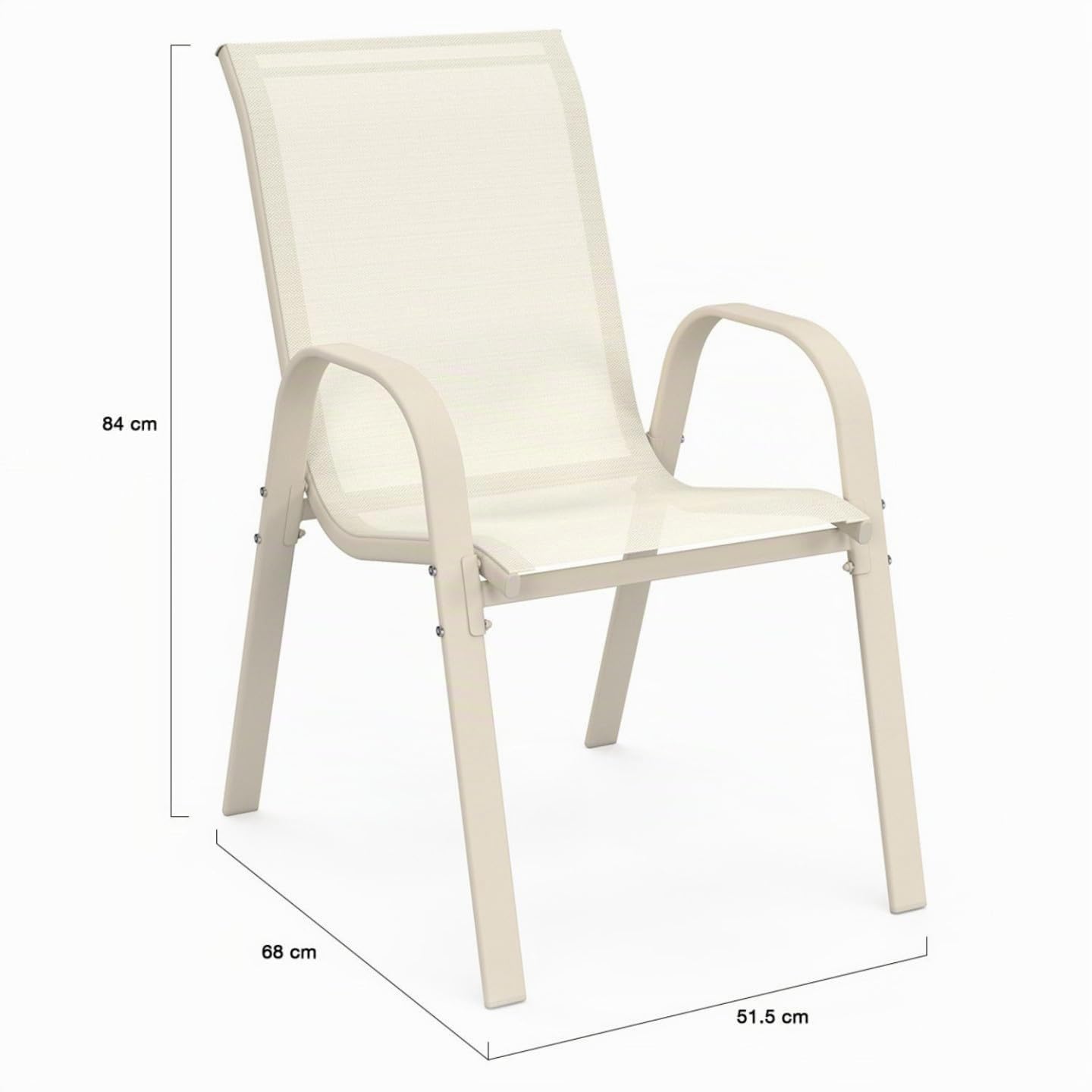 IDMarket - Juego de 6 sillas apilables de jardín LYMA de metal y textileno en color beige