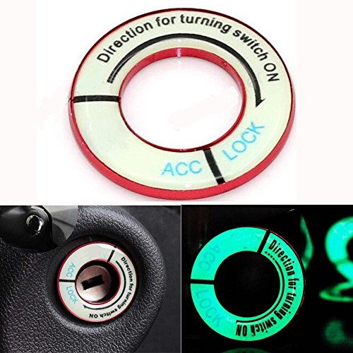 エンジン スタートボタン リング 装飾スイッチカバー ドレスアップ アクセサリー 装着 簡単 夜間蛍光 発光 プジョー 301 307 3008 408 508 に専用 赤