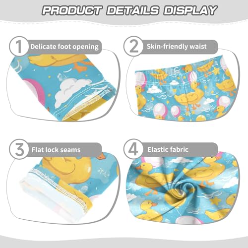 Cute Baby Ducks Girls' Leggings Toddler Doodles Holding Balloons Kids Yoga Pants Dance Active Tights 4T3