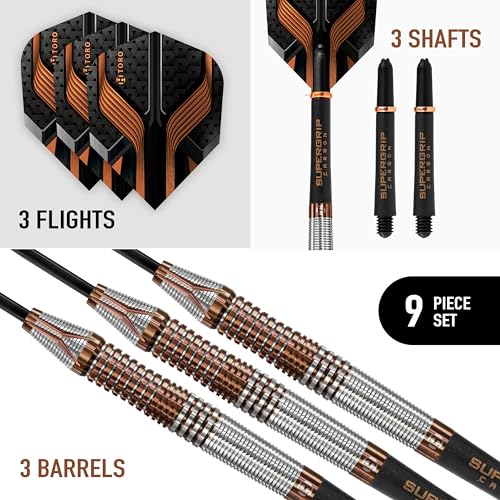 Harrows Toro 90% Tungsten Steel Tip Darts Set 22g, 23g, 24g & 25g - Includes Supergrip Carbon Midi Shafts & new 100 Micron Toro Flights - Image 2