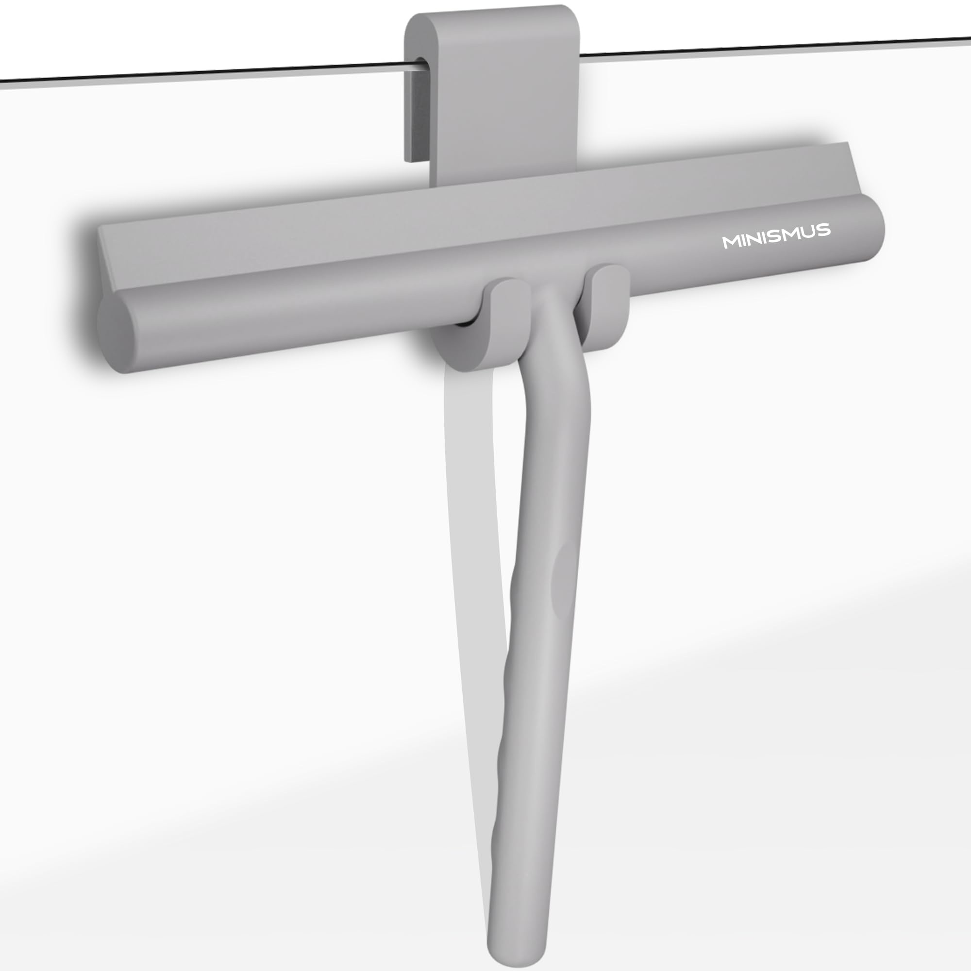 Minismus Shower Squeegee Including Hanging Hook Grey - Silicone Squeegee for Bathroom Cleaning - Rubber Window Wiper Glass Cleaner (Grey, 8.25'')