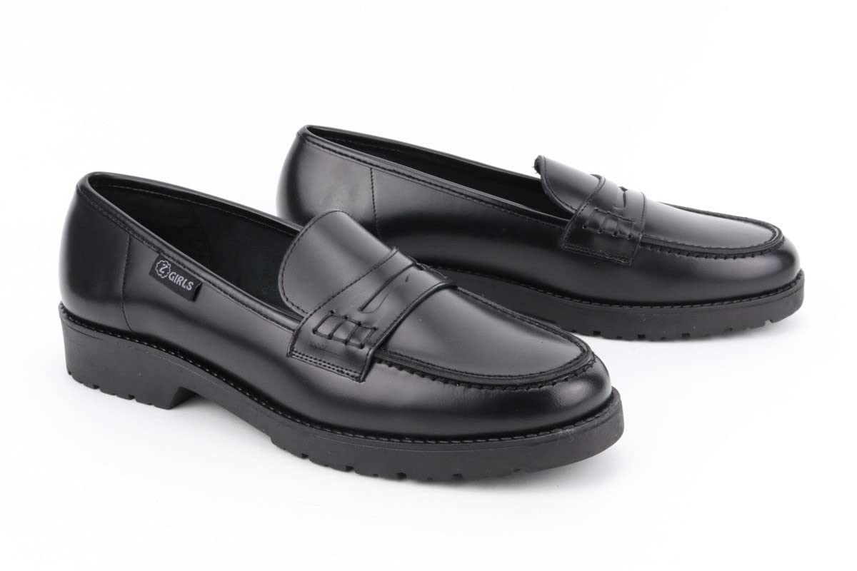 Mocasin Yale 400 College Negro Zapato Castellano Uniforme Escolar Impermeables