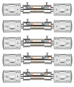 FERIO Stainless Steel Curtain Holders Brackets for Door and Windows Fitting for 1 Inch Rod Size Silver Color Only Finial Set for Home Decor (Pack of 10)