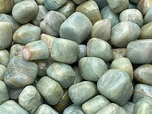 Image of GAF TREASURES 1 /2 LB Aquamarine Tumbled Stones, Polished Natural Aquamarine Gemstone, Aquamarine Healing Crystals (Aquamarine)