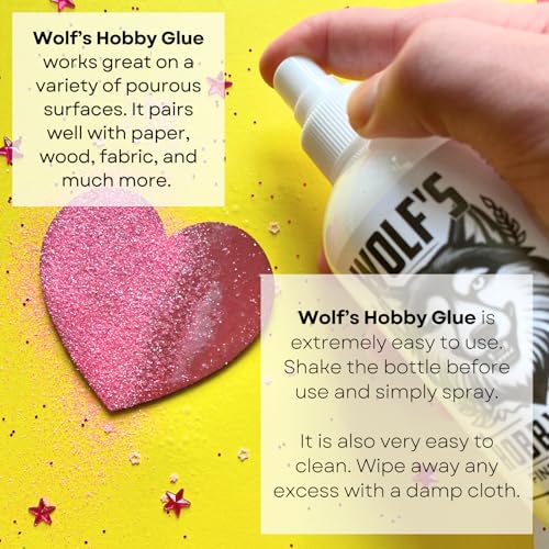 Wolf's Hobby Glue Fine Mist Spray 10oz - Dries Clear, Strong Hold Adhesive, Non-Toxic - Ideal for Arts and Crafts, Scrapbooking, Card Making, Dioramas, School Projects, Puzzles, Paper, Fabric, Wood - Image 5