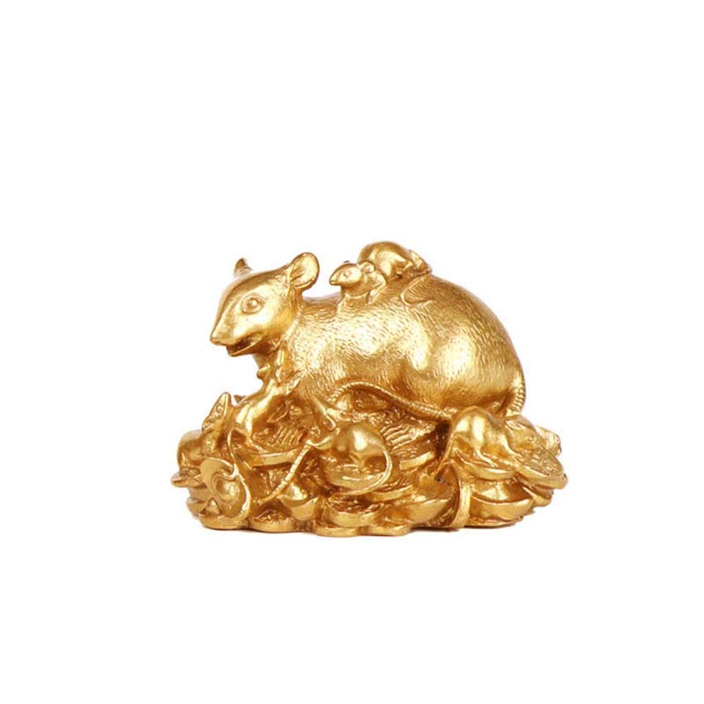 YNIYUJKL Feng Shui Ornaments Pure Brass Zodiac Rat Gold Ingot Statues,Chinese Decor Figurine For Home And Office,Wealth And Good Luck Sculpture,Two Sizes,Sm?-A