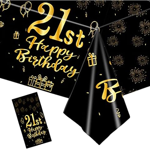 Black Gold 21st Birthday Table Cloth Cover
