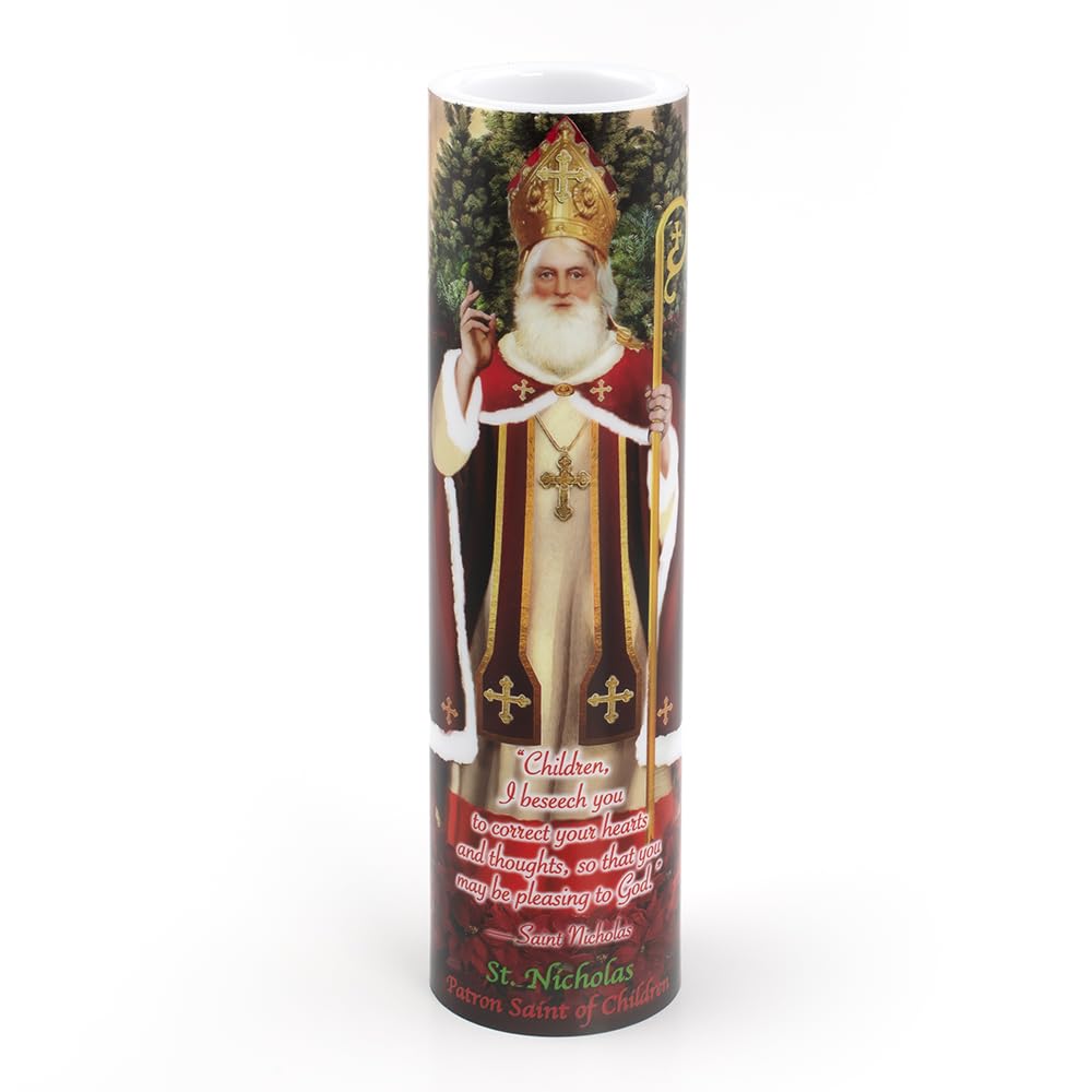 St Nicholas, LED Flameless Devotional Prayer Candle, THE SAINTS COLLECTION