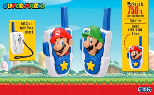 Image of Super Mario Walkie Talkies for Kids, Static Free Indoor and Outdoor Toys | Extended Range