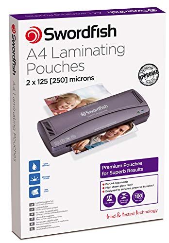 Swordfish 48021- Fundas para plastificar (A4, 250 micras, 100 unidades)
