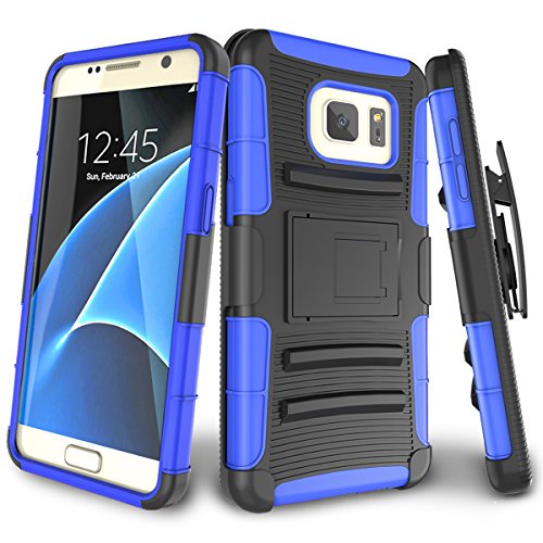 Galaxy S7 Case,TILL [Knight Armor] Heavy Duty Full-Body Rugged Holster Resilient Armor Case [Belt Swivel Clip][Kickstand] Combo Cover Shell for Samsung Galaxy S7 S VII G930 GS7 All Carriers [Blue]