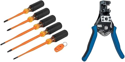 Klein Tools Juego de destornilladores aislados (6 piezas) y pelacables automático