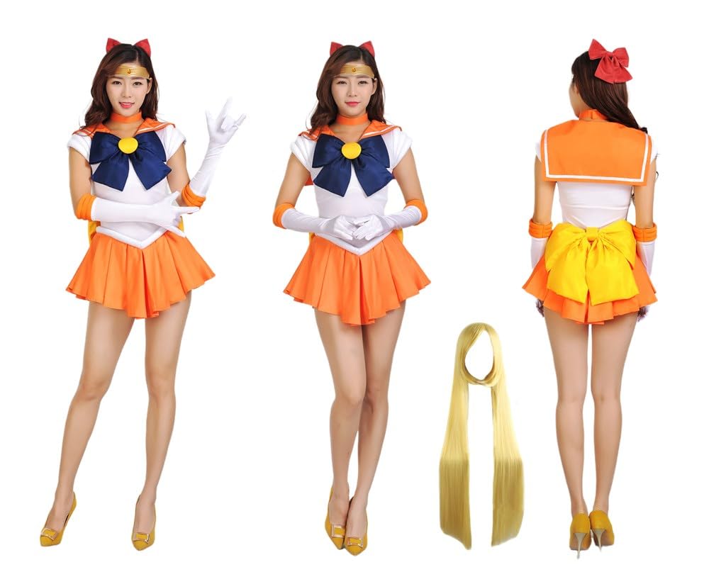 Amazon.co.jp: コスプレ衣装セーラーヴィーナスオレンジワンピース