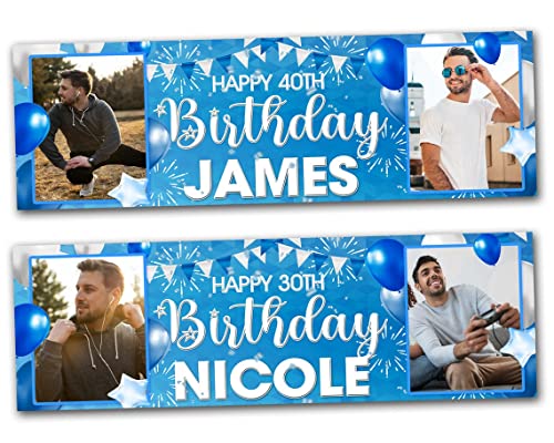 Personalizzato compleanno all'aperto banner Foto blu uomo ragazzo festa decorazione palloncino celebrazione anniversario -18th 20th 30th 40th 50th compleanno regalo Personalizzato compleanno all'aperto banner Foto blu uomo ragazzo festa decorazione palloncino celebrazione anniversario -18th 20th 30th 40th 50th compleanno regalo