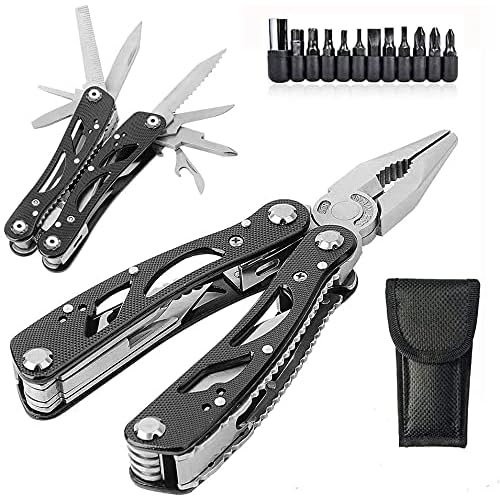 Grizef Multitool Pliers, Durable Stainless Steel 24-in-1 Multi-Purpose Pocket Folding Pliers with Screwdriver Kits, Outdoor Multi-Functional Utility Tools for Outdoor Activities, DIY Activities