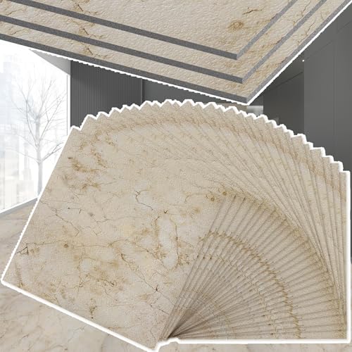 Image of SAILUN 2.51㎡ Self Adhesive Vinyl Floor Tiles 27 Pieces Stone Effect Peel 30x30cm Stick PVC Flooring Waterproof Wear-Resistant Floor Tiles for Kitchen, Bathroom & Living Room (Beige)