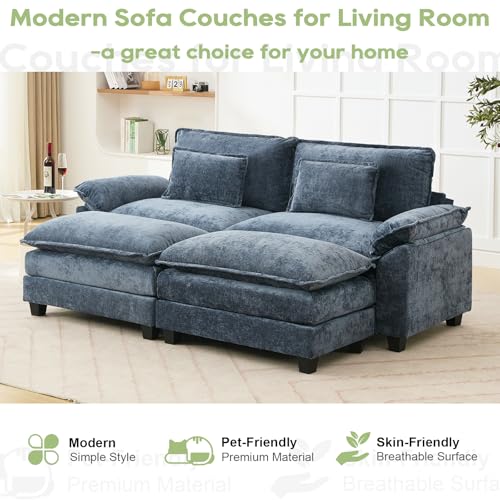 Image of Oprisen 86 inch Modular Sectional Sofa, Comfy Deep Cloud Couch with Ottoman