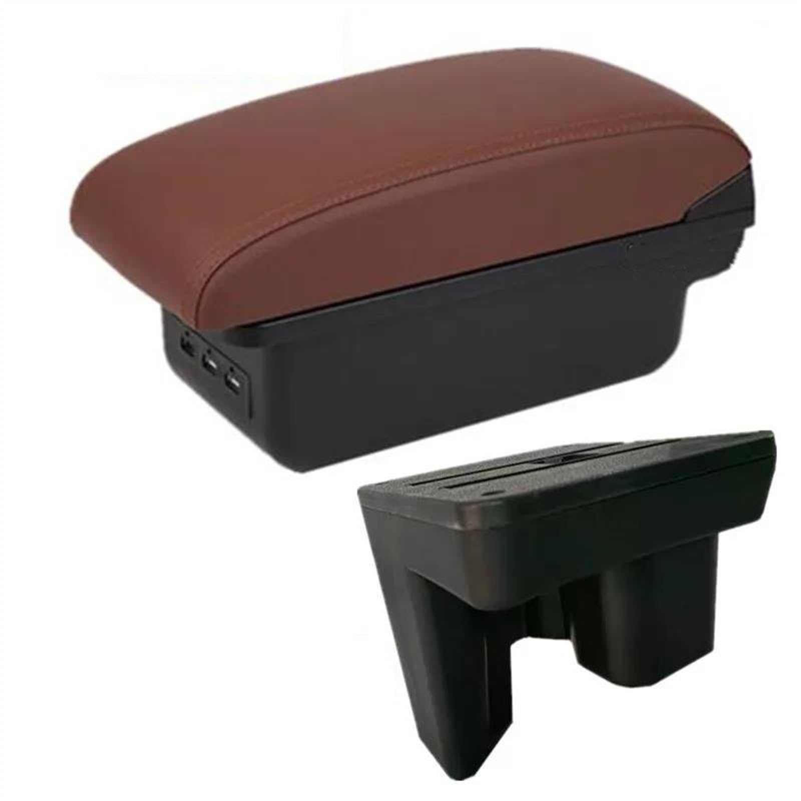 NMJLQW Storage Rack Armrest Box With Multifunctional Support PU Upholstered Car Interior Modification Accessories For Hilux(B brown 3USB)