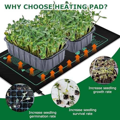 2 Stück Heizmatte Pflanzen,25cm x 52.5cm Reptil Heizmatten,Wärmematte für Sämling Germination und Haustier,21 W Heating Mat Plants,Temperatur Heizkissen,Heizmatte für Sämlinge,Haustiere und Reptilien
