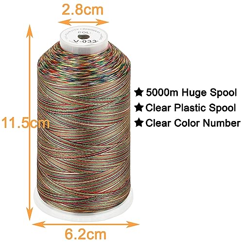 Image of New brothread - Single Huge Spool 5000M Each Polyester Embroidery Machine Thread 40WT for Commercial and Domestic Machines - Variegated Color-V-033