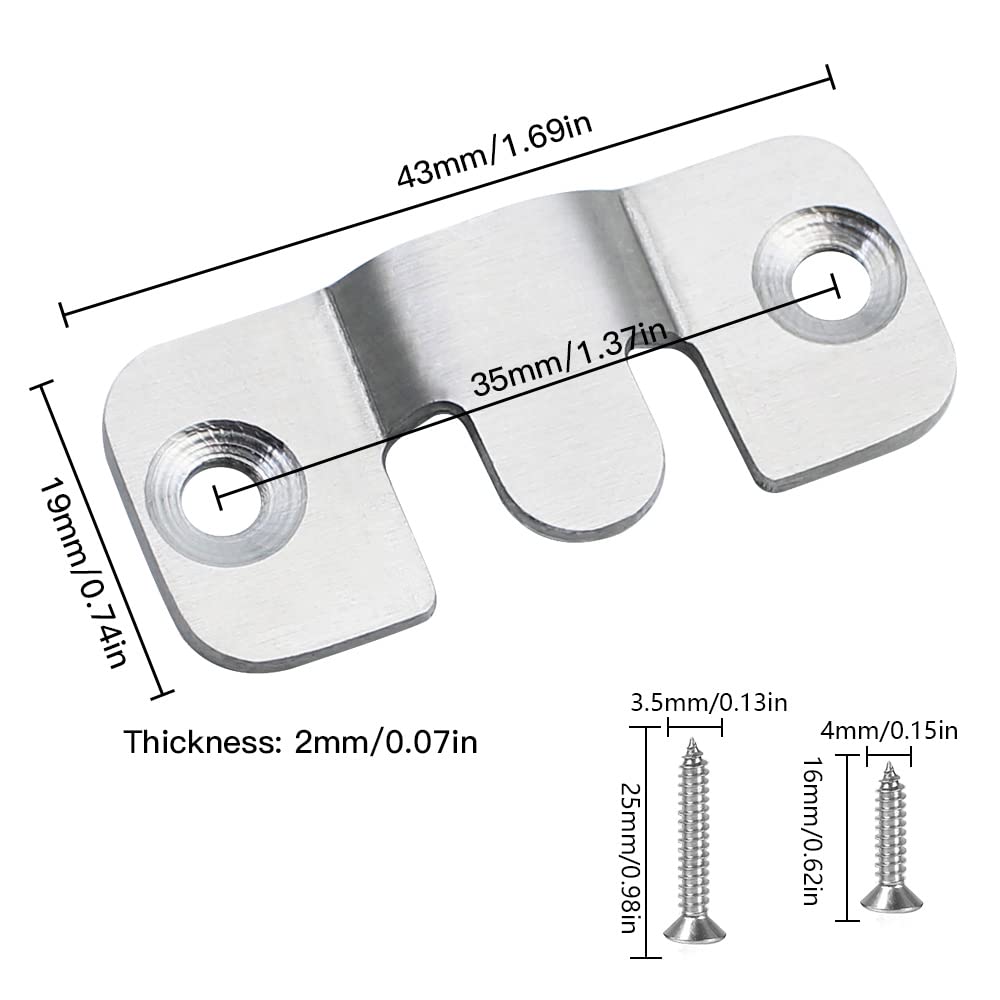 Unterputz-Halterung Z-Clip, 43x19 Mm, Edelstahl – 20 Stück Inkl. Schrauben, Für Bilder, Spiegel & Möbel