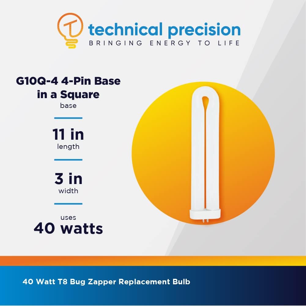 Technical Precision Replacement BF-190 Bulb Compatible with Flowtron BK-40D Electronic Insect Killer Bug Zapper Bulb for Anti Mosquito Control - Overall Length 10.25 Inches - 1 Pack