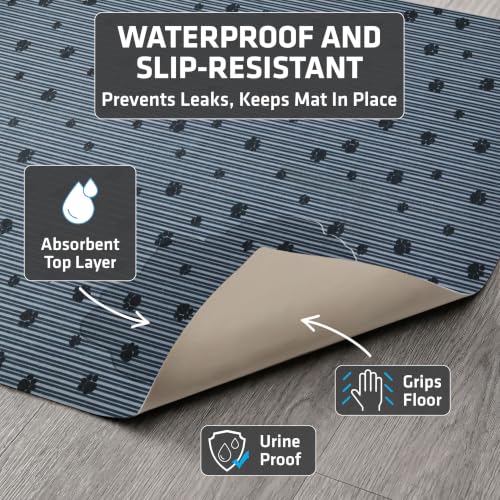 Image of Drymate Original Cat Litter Mat, Contains Mess from Box, Urine-Proof, Soft on Kitty Paws - Absorbent /Waterproof - Machine Washable, Durable (USA Made) (28 x 36) (Grey Stripe Black Paw)