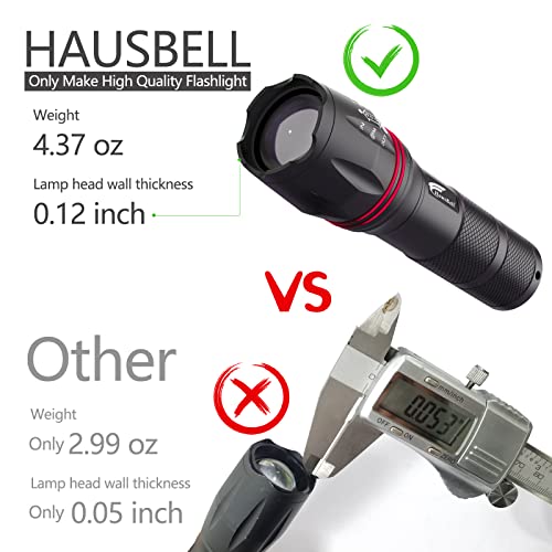 Hausbell Led Flashlight 2Pack Bright, Zoomable Tactical A100 Led Flashlights Flash Light With High Lumens And 5 Modes And Camping Accessories（2Pack） #TOP1