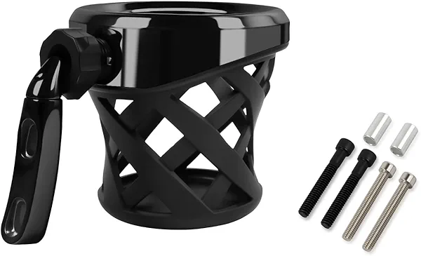 PIKPOP Universal Motorcycle Cup Holder for Harley Davidson Touring Road King, Dyna, Road Glide Limited, Fat Boy, Street Glide, Sportster XL883 1200, Electra Glide, Honda Goldwing GL1800 (4.1-inch)