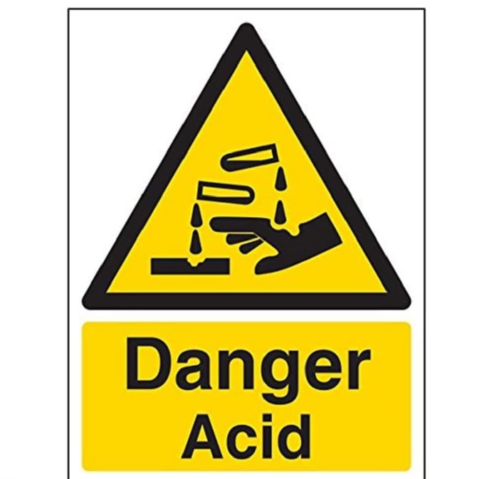 V Safety Danger Acid Warning Sign - 150mm x 200mm - 1mm Rigid Plastic