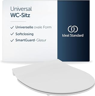 Ideal Standard Universal WC-Sitz mit Absenkautomatik (Softclose), Abnehmbarer Toilettensitz in ovaler Form für einfache Reinigung, Antibakteriell – Weiß (365x425x50 mm)
