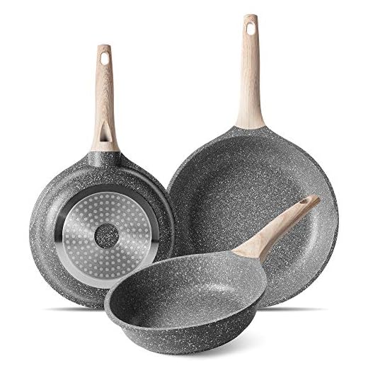 Juego Sartenes Induccion Antiadherentes, Sartén Antiadherente de 20 24 28 cm, Sarten Piedra Aluminio Fundido, Libre de PFOA.(Gris, 20+24+28cm)