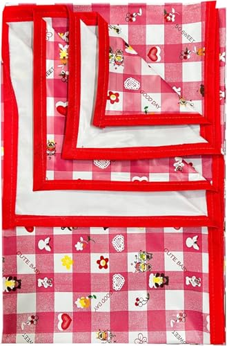 Image of Waterproof PVC Plastic Mattress Protector Double Bed Flat Bedsheet with Elastic for Babies Girls & Boys (Pink Goodday)